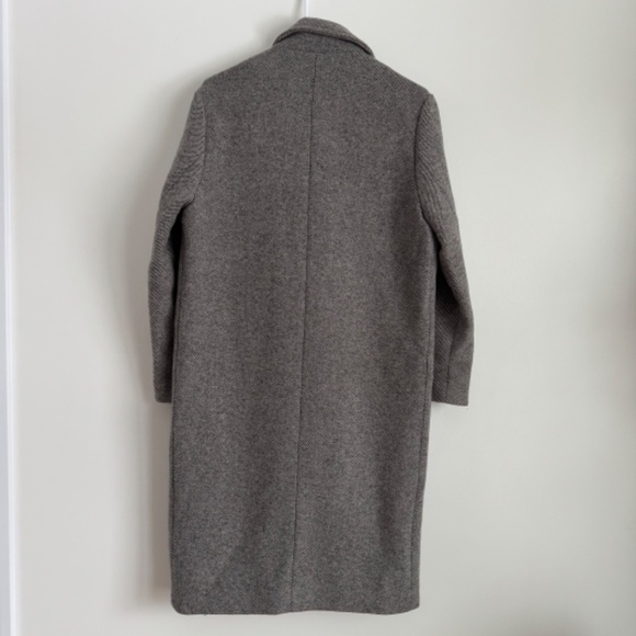 OAK + FORT Wool Blend Oversized Trench Coat - Grey Herringbone - Picture 5 of 9